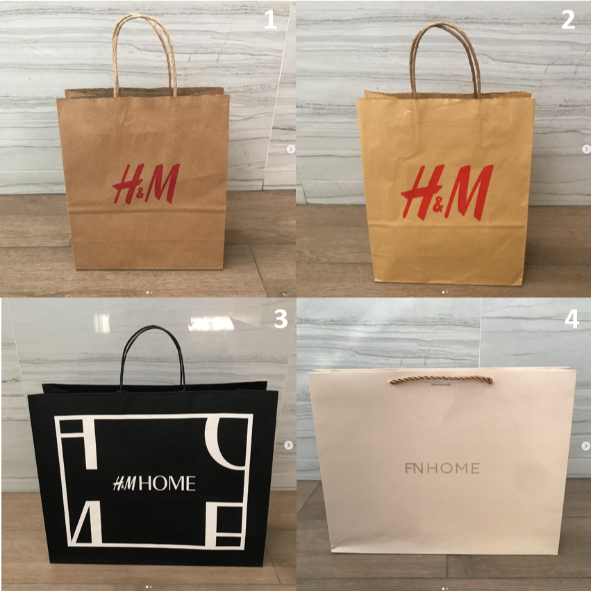 ถุงกระดาษ ถุง แบรนด์ H&M , H&M HOME  และ FN HOME ของแท้ ใส่เสื้อ ใส่ของ ซื้อจาก shop เอง สภาพสวย