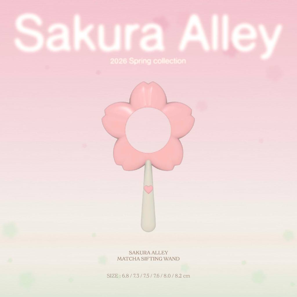 GARNET 🌸 Sakura Alley Matcha Sifting Wand – เคสใส่ตะแกรงร่อนมัทฉะลายดอกซากุระ สีชมพู