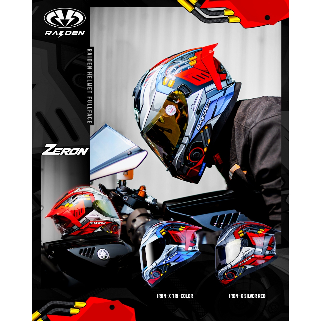 หมวกกันน็อก RAIDEN กับรุ่นใหม่ล่าสุดอีกหนึ่งรุ่น อย่างรุ่น ZERON ไซส์ M-XL แว่น2ชั้น
