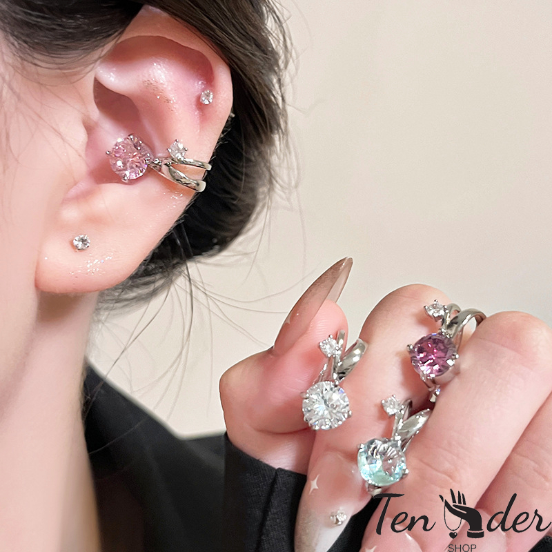 COD-ส่งเร็วจากไทย ﻿ 1 คู่ ต่างหูแบบหนีบ เพทาย y2k โลหะผสม ระดับไฮเอนด์ แฟชั่น สำหรับผู้หญิง ไม่ต้องเจาะหู-Ten