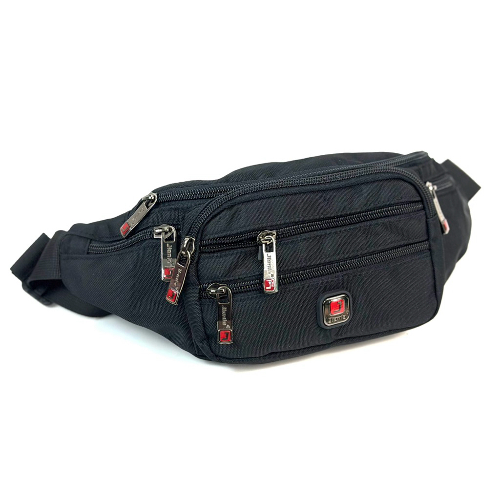Chinatown Leather กระเป๋าคาดเอว ผ้า ผู้ชาย สะพายหน้าอก ผ้า สีดำ แบบซิปเยอะ หลายชั้น Dakar