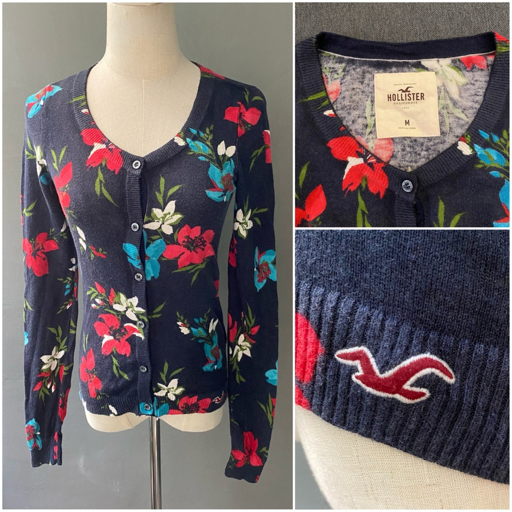 USED Hollister floral button down cardigan size M
