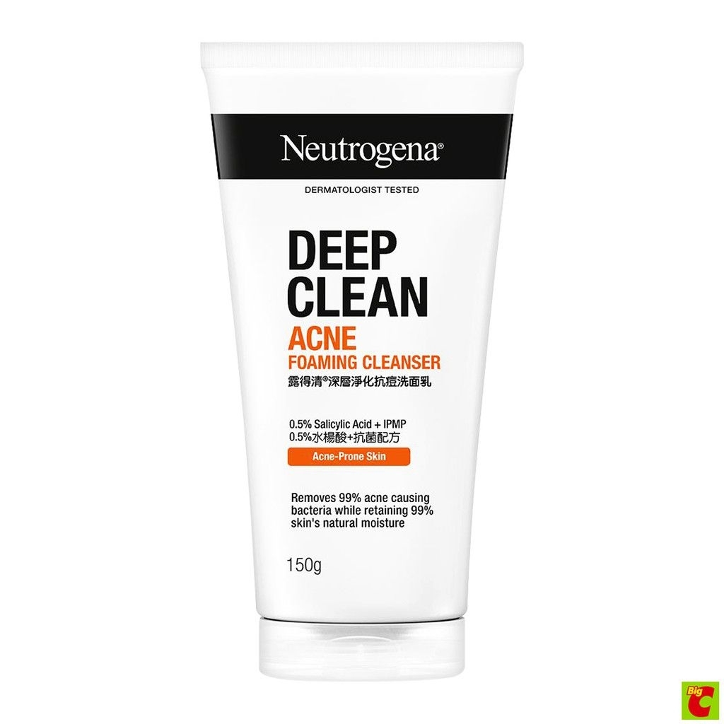 แท้💯Neutrogena DC Acne FC 150 g นูโทรจีนา ดีพ คลีน แอคเน่ โฟมมิ่ง คลีนเซอร์ 150 กรัม โฟมล้างหน้า, ลดการเกิดสิวใหม่