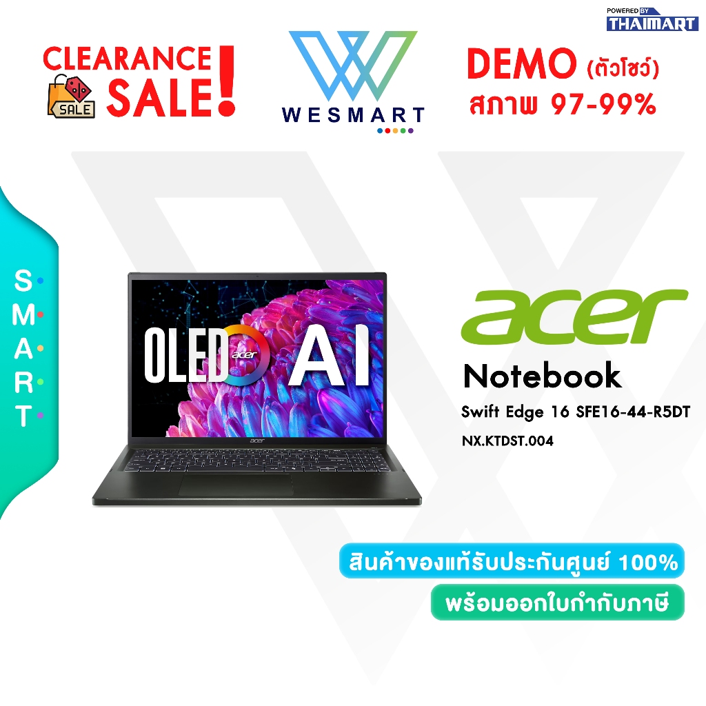 #Demo Acer  Swift Edge 16 SFE16-44-R5DT (NX.KTDST.004) : Ryzen 7 8840U Warranty 1 Years #ตัวโชว์