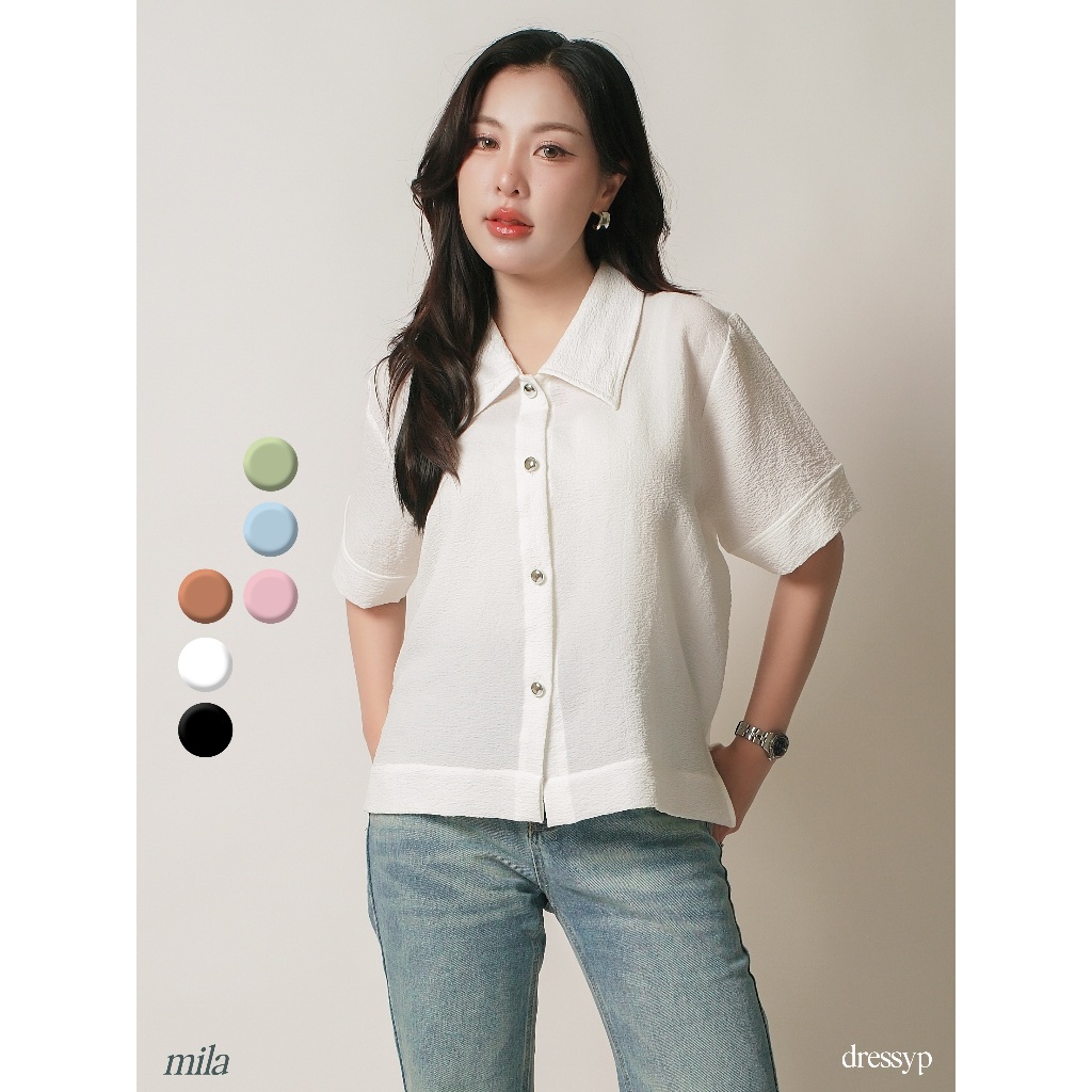dressyp - Mila เสื้อคอปก ดีไซน์เรียบหรู Classic ทรงปล่อย dp368