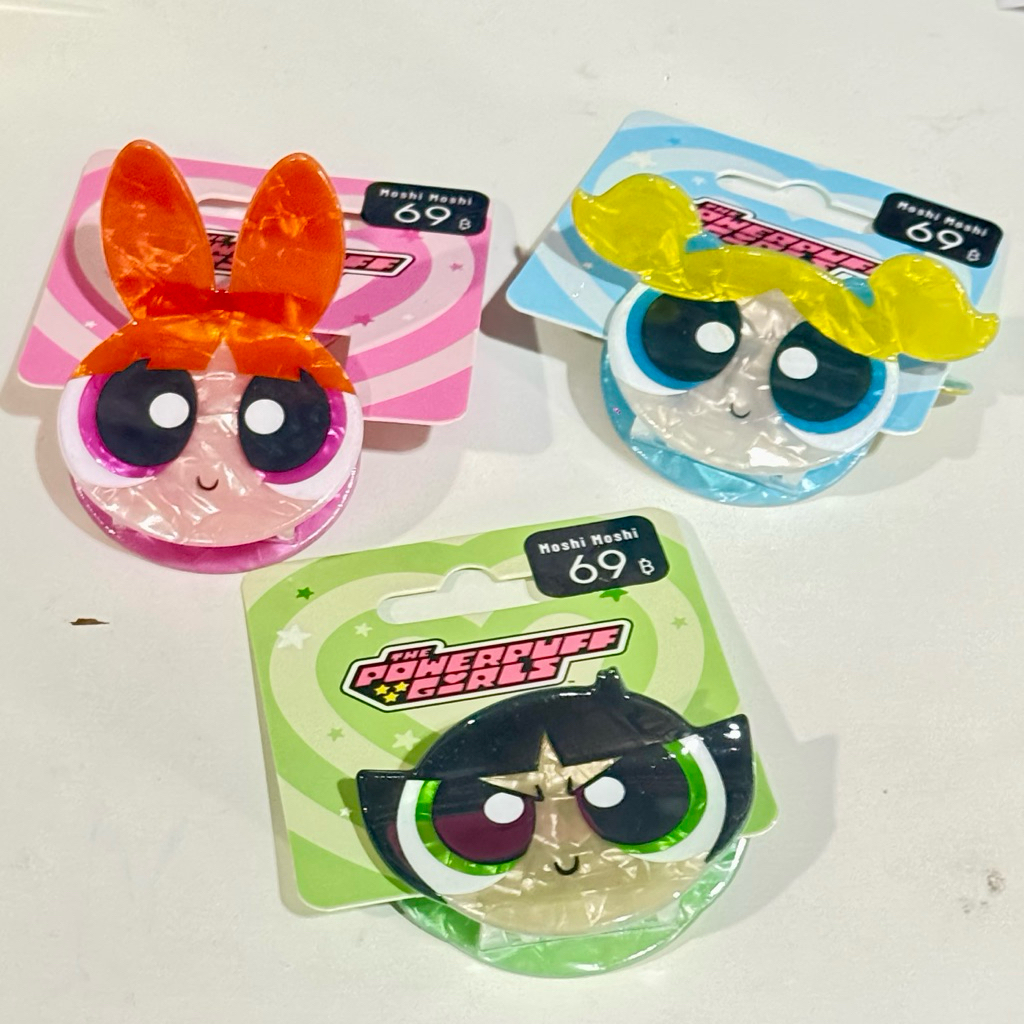 (ราคาหิ้ว ป้าย moshi) กิ๊บหนีบผมแบบฟันปลา ขนาดกลาง ลายหินอ่อน Powerpuff Girls ขนาด 5 cm (พร้อมส่งในไทย 🇹🇭)