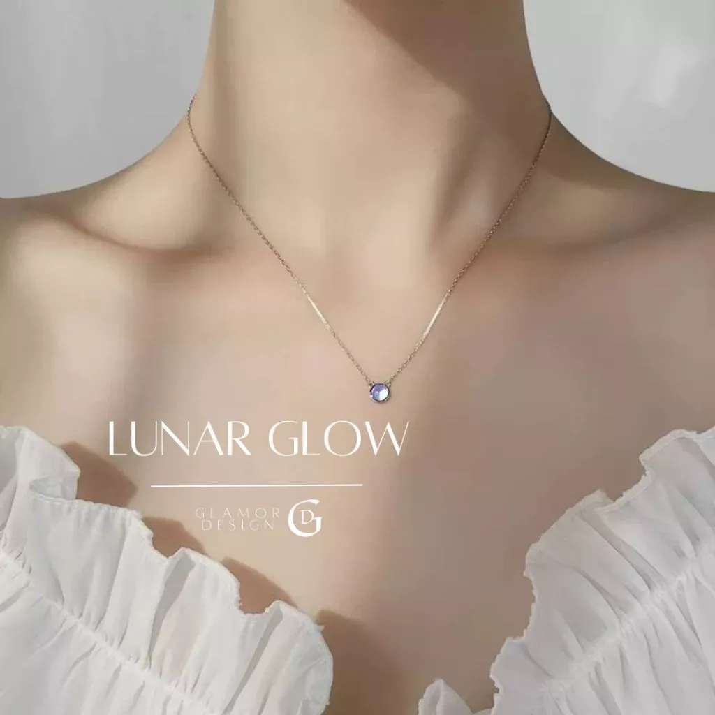 GLAMOR✨สร้อยเงินเเท้ Lunar Glow สร้อยคอมูนสโตน สร้อยคอแฟชั่น เรียบง่ายและสง่างาม