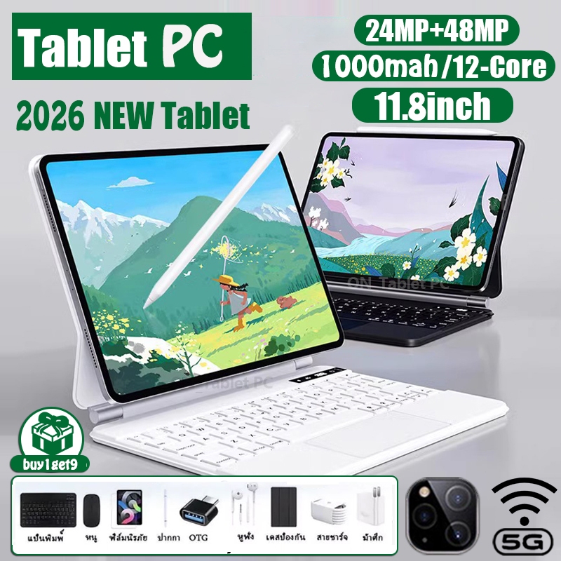 ข้อเสนอพิเศษ แท็บเล็ต HD ขนาด 11.8นิ้ว 16GB+1TB ROM Dual SIM LTE WiFi 5G Tablet for work games watch