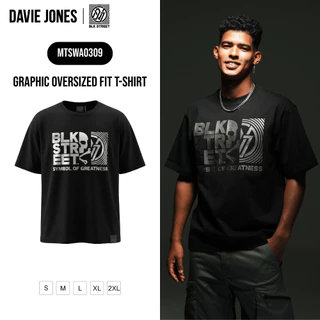 DAVIE JONES [BLK STREET] เสื้อยืดผู้ชาย Graphic Oversized Fit T-Shirt สีดำ WA0309
