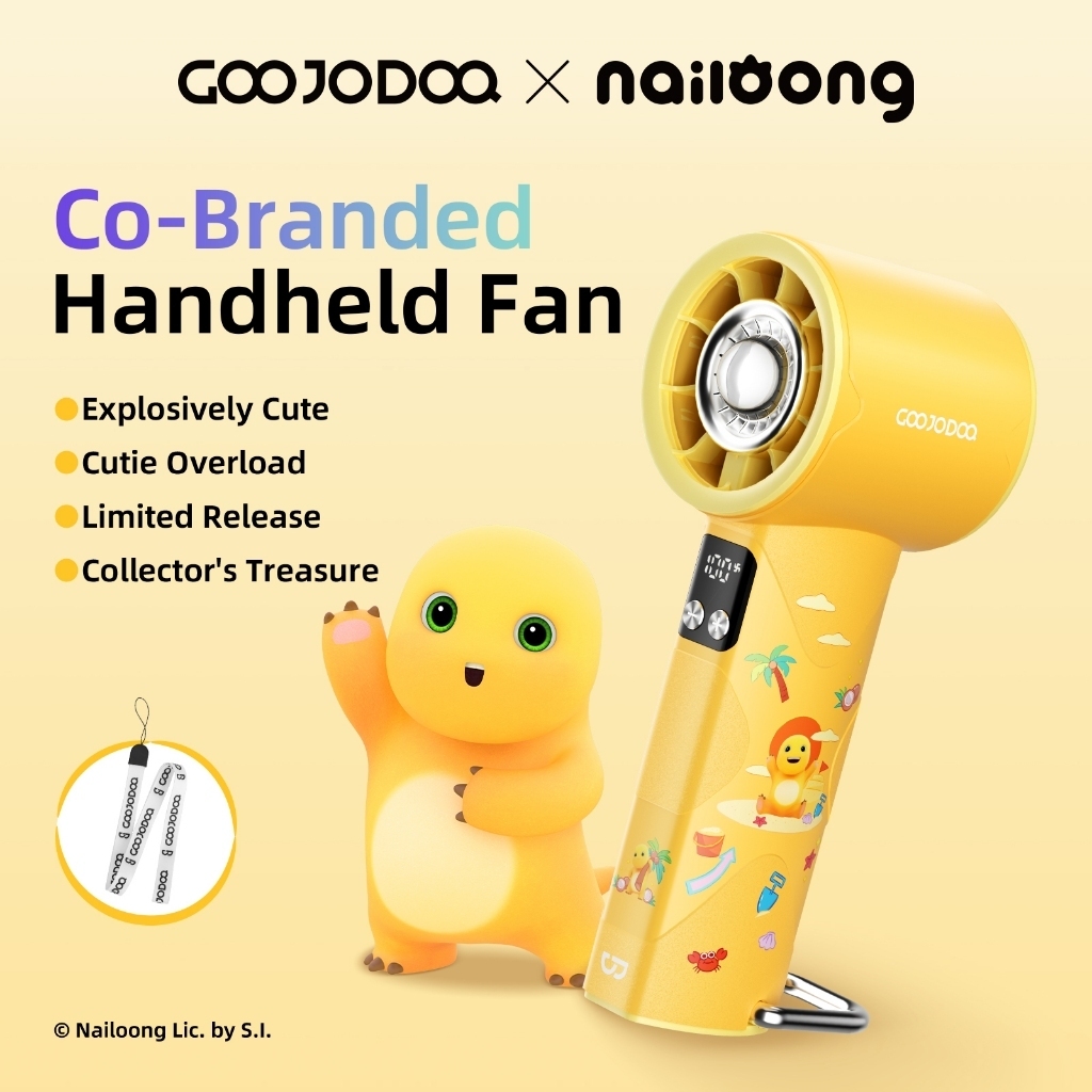 GOOJODOQ Gfs002 Nailoong พัดลมพกพา 4000mah พัดลมไอเย็น ด้วยแสงสว่าง พัดลมมือถือ พร้อมคาราบิเนอร์