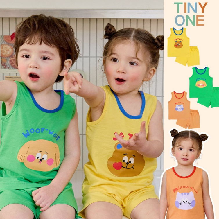 【Tiny One】พร้อมส่ง‼️ Kids Korean Style Animal Set ชุดเด็กแขนกุด ลายสัตว์ น่ารัก ใส่สบาย เสื้อผ้าเด็ก