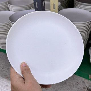 จานเซรามิก 8 นิ้ว จานข้าว จานขอบเตี้ย จานสีขาวด้าน ceramic p…