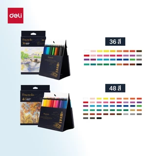 กล่องดินสอสีตั้งได้ Deli รุ่น EC109 สีสวยสด คมชัด ระบายเรียบเนียน (24/36/48/72สี)(จำหน่าย 1 กล่อง)