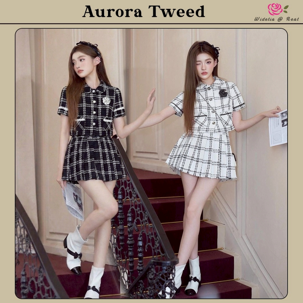 Aurora Tweed Set เสื้อแขนสั้น+กระโปรงสั้นตัวเสื้อแขนสั้นเก