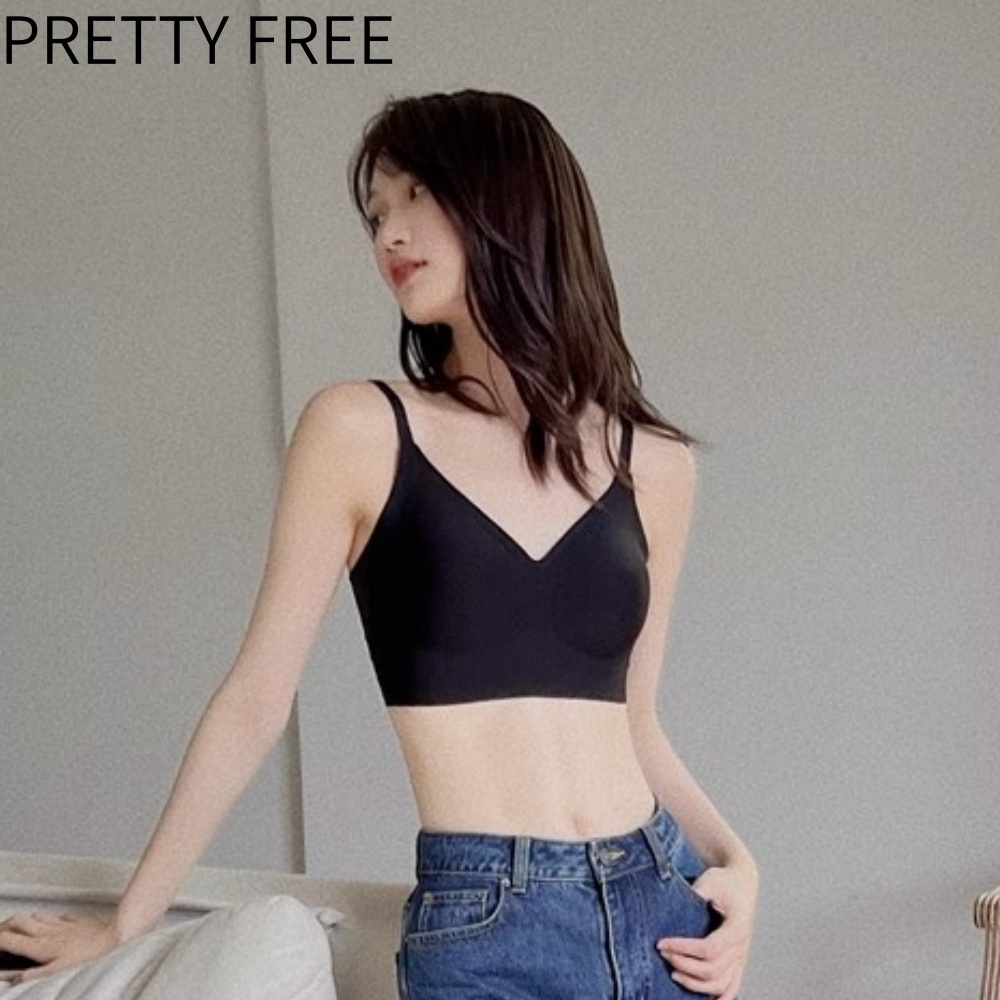 PRETTY FREE ชุดชั้นในสตรีสีเนื้อไร้รอยต่อ มองไม่เห็นทะลุเสื้อผ้า บราแบบเสื้อกั๊กไร้โครง