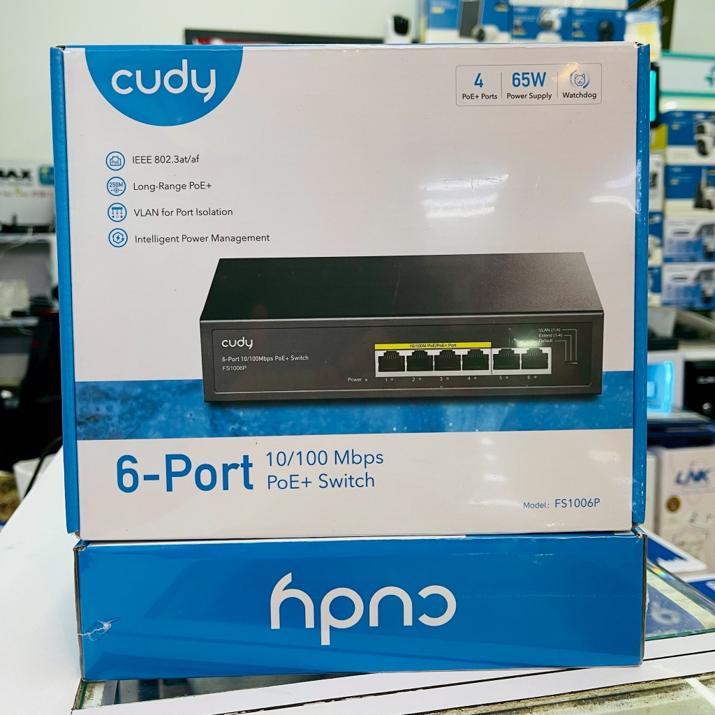 CUDY FS1006P 6-Port 10/100 Switch with 4 Port 10/100 PoE+ Unmanaged Desktop Switch