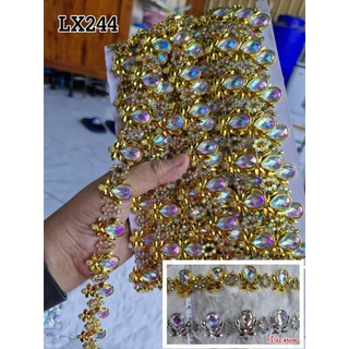 (แบ่งขาย 50cm) แถบตกแต่ง เพชรเส้น อะไหล่ตกแต่งชุด เพชรเส้นตกแต่งองค์เทพ งานดี