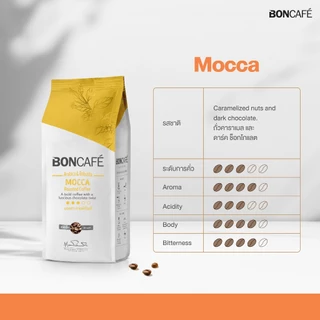 Boncafe - กาแฟคั่วเม็ด บอนกาแฟ มอคค่า 250 กรัม (ชนิดเม็ด) อราบิก้าผสมโรบัสต้า คั่วกลาง Mocca