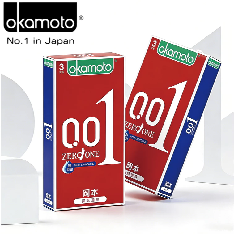 Okamoto 001 Zero One ถุงยางอนามัยนำเข้าถูกกฎหมาย ของแท้แท้จริง 54มม บางสุดพิเศษ 3ชิ้น ยืดหยุ่นไม่ขาดง่าย