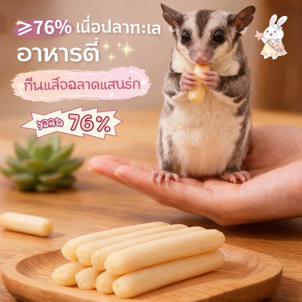 [crazy pet shop] ขนม NuoNuoไส้กรอกปลาค็อดทะเลลึกสูตรดั้งเดิม เหนียวหนึบสำหรับชูการ์แฮมสเตอร์ ราคา ถูกที่สุด ดีลบีเคเค แกลเลอรีภาพที่ 4