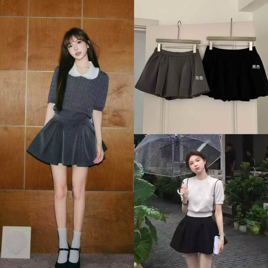 8899# กระโปรงสั้น งานซิปหลังซับในเป็นกางเกง เนื้อผ้าดีงานสวย TAG:WG.WE 🇰🇷