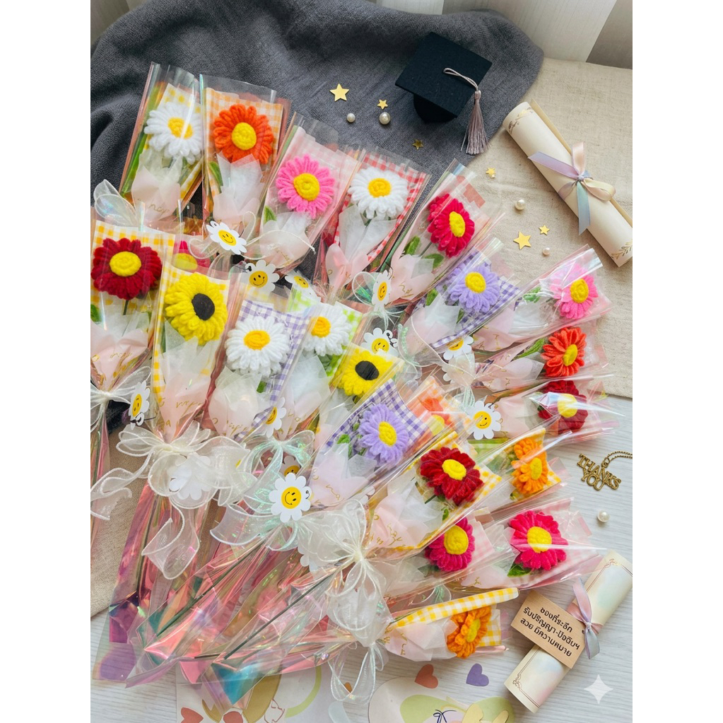 พร้อมส่ง ดอกเดี่ยว ช่อดอกไม้ลวดดัดกำมะหยี่ | ช่อดอกไม้แฮนด์เมด ดอกไม้กำมะหยี่ ช่อเล็กน่ารัก ของขวัญรับปริญญา วันพิเศษ