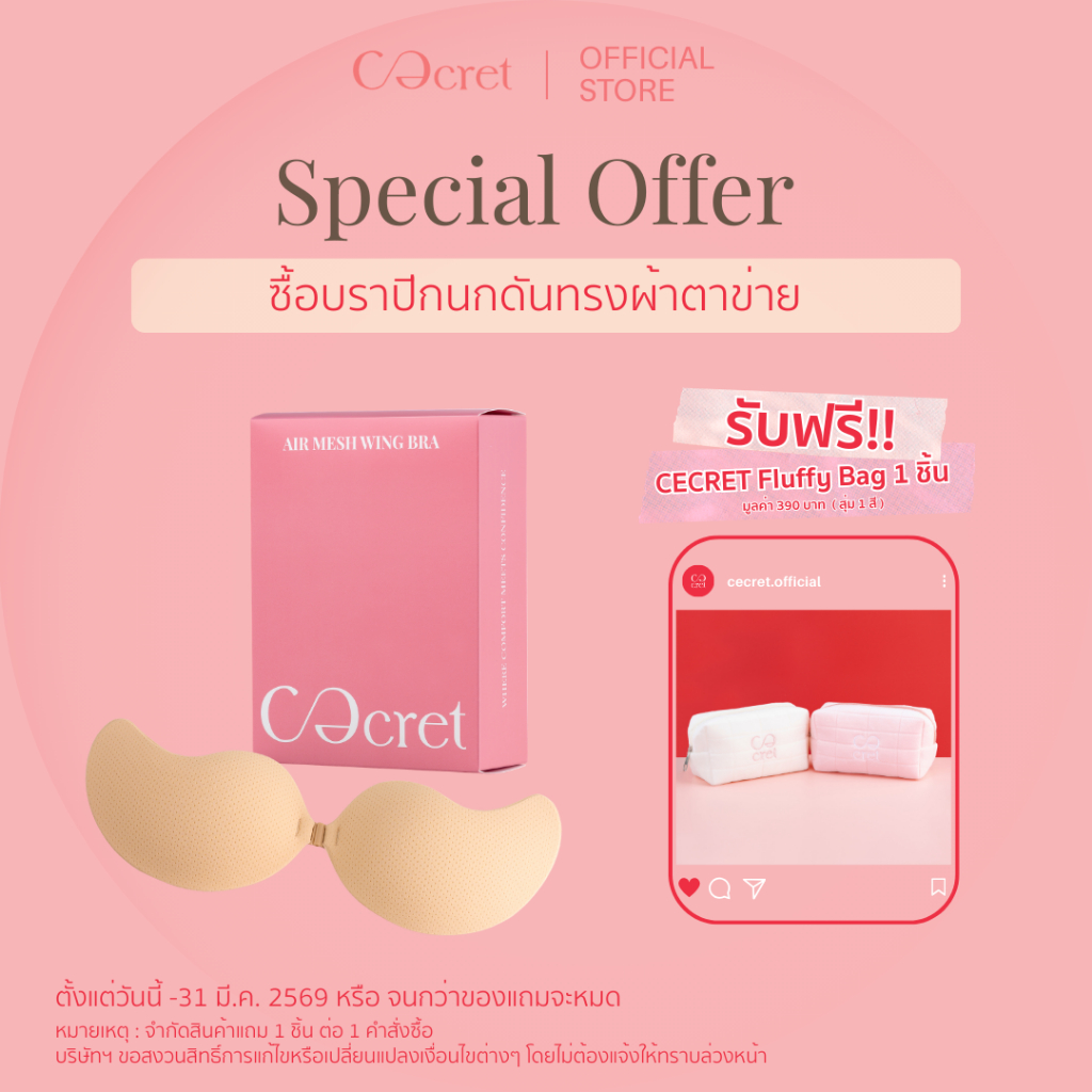 CECRET บราปีกนก บราดันทรง ผ้าตาข่าย