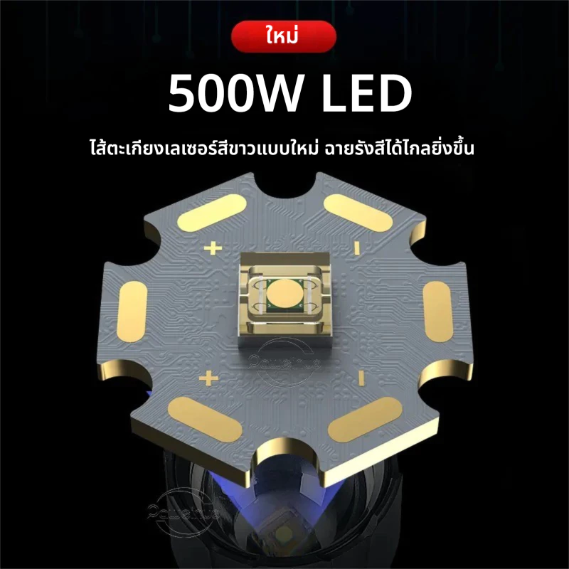 【เลเซอร์】ไฟฉาย led พกพา แรงสูง กันน้ำ 3 โหมด ซูมได้ แคมป์ปิ้ง ใช้ยามฉุกเฉิน thumbnail 4