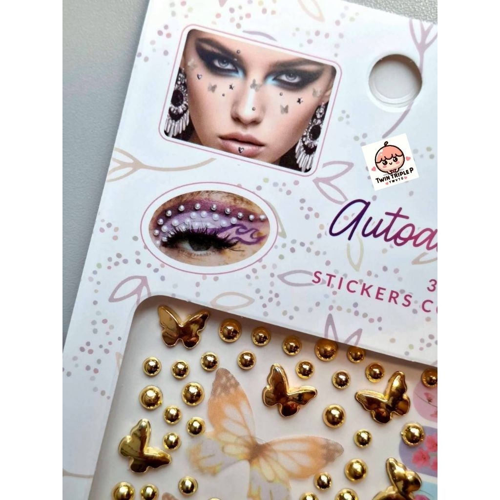 ✨️สติกเกอร์ติดหน้า คริสตัลแต่งเล็บ 🦋 ออกงานปาร์ตี้ แต่งหน้าเจ้าสาว กิจกรรมโรงเรียน มหาลัย สีสันสดใส