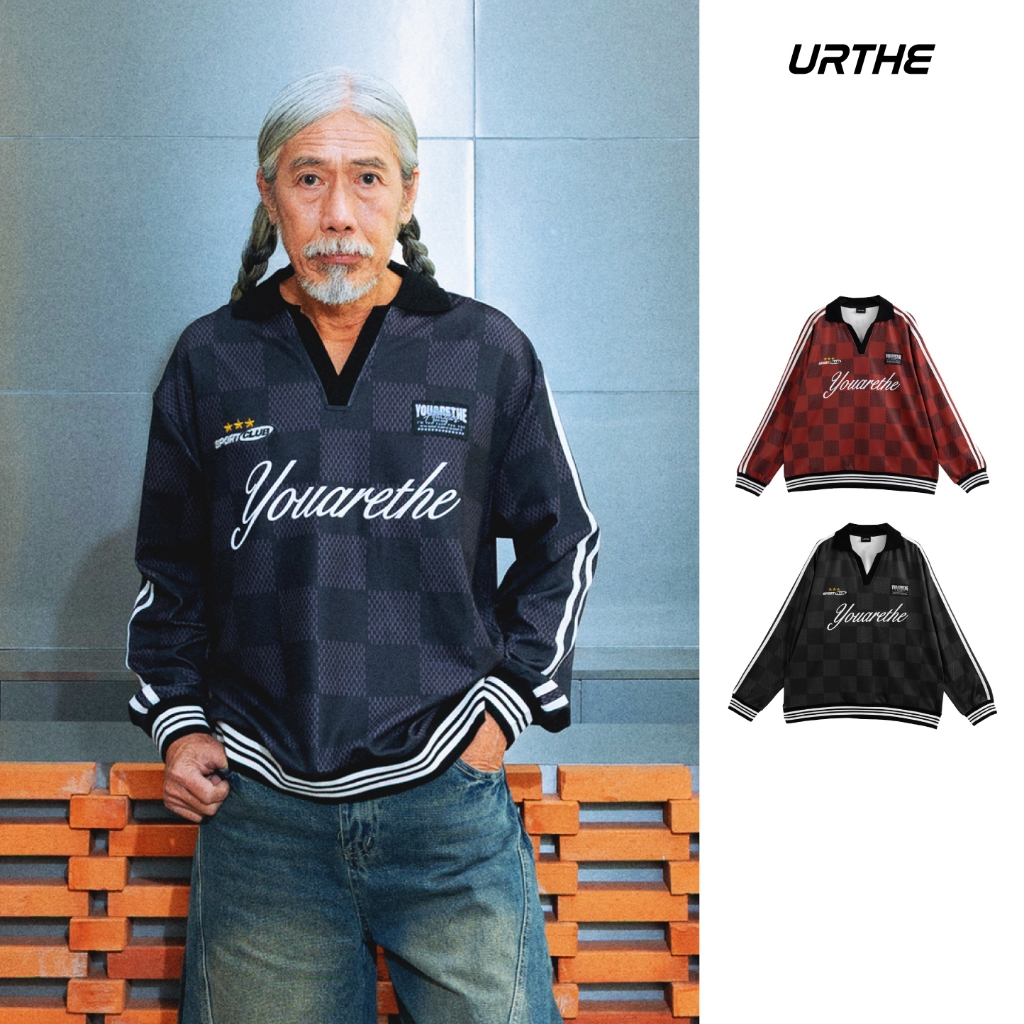 URTHE - เสื้อโปโล เสื้อแขนยาว Oversize รุ่น CHECKMATE POLO LONG SLEEVE