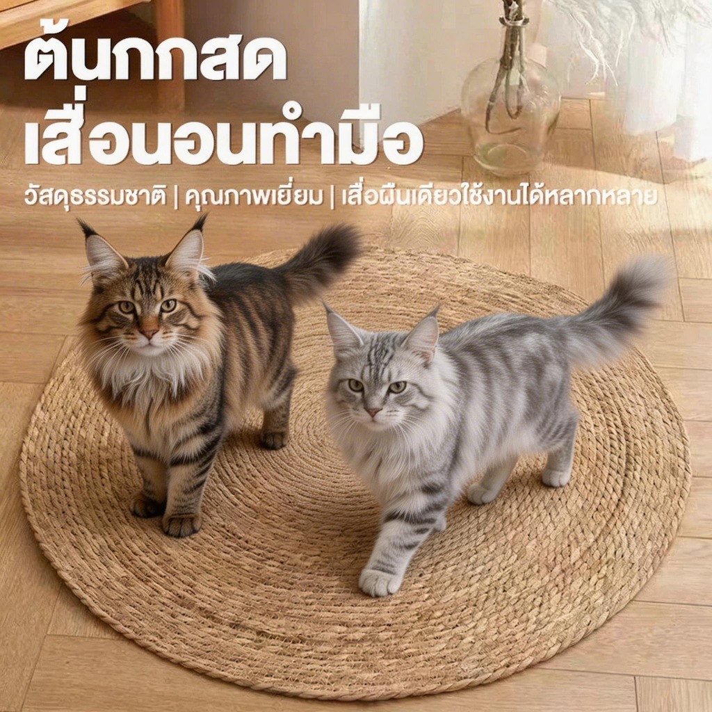 เสื่อแมว วงกลมพรมลับเล็บแมว ความหนา ฤดูร้อนสากล เบาะฟาง ห้องนั่งเล่น 40/60/80/100cm