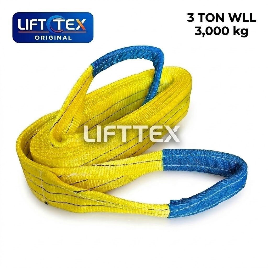 สลิงผ้าใบยกของ3ตัน 3000kg Webbing Sling สายพานยกของPolyester SF7:1 มาตรฐานCE GSใช้กับเครน โฟล์คลิฟท์