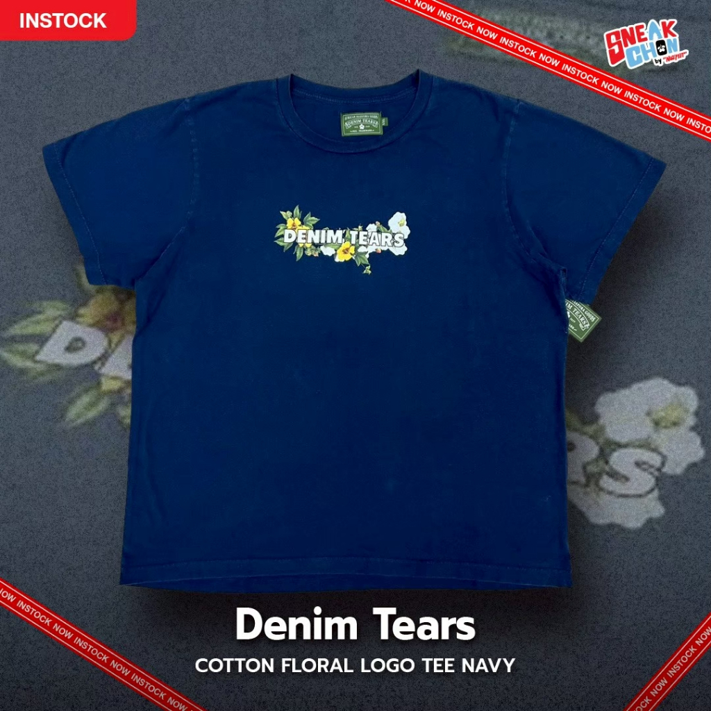 Denim Tears Cotton Floral Logo Tee Navy