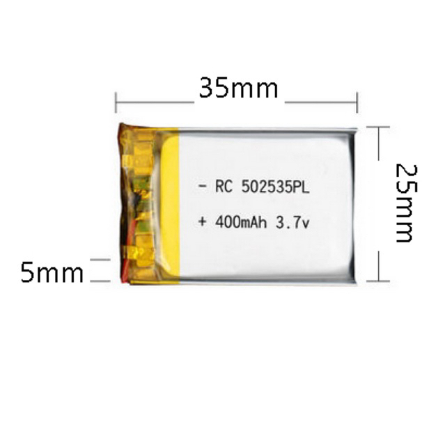 502535 3.7V 400mAh Polymer Battery สำหรับกล้องติดหน้ารถ mp3 mp4