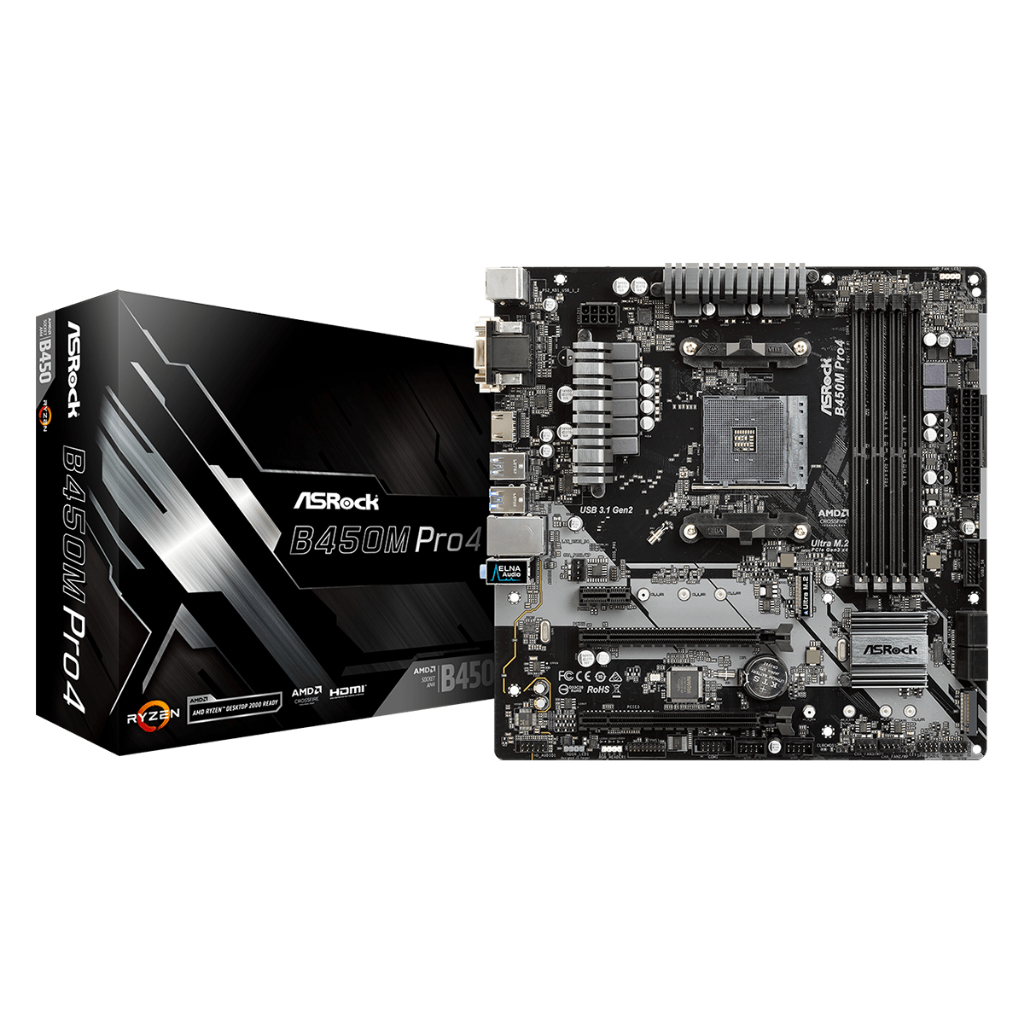 MAINBOARD (เมนบอร์ด) AM4 ASROCK B450M PRO4 พร้อมส่ง