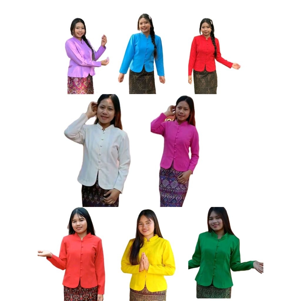 เสื้อคอจีนหรือจิตรลดา ชายโค้งมน เข้ารูป​ผ้าอ๊อกฟอร์ด