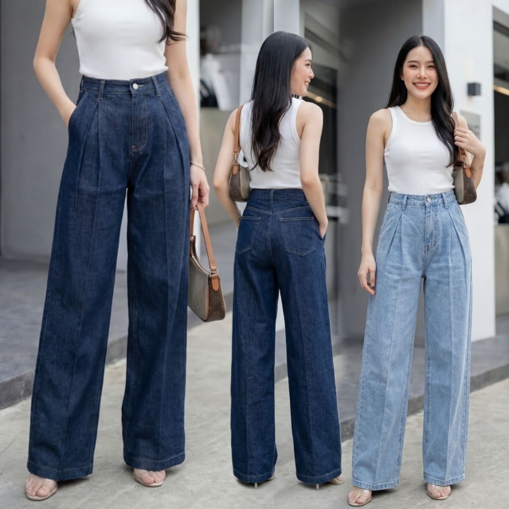 Mania Jeans กางเกงยีนส์ทางกระบอกใหญ่ baggy ผ้าไม่ยืด