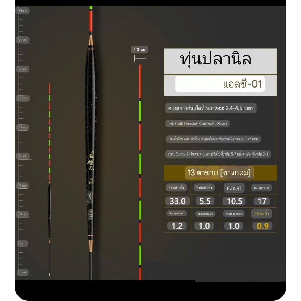 ทุ่นตกปลา ทุ่นพร้อมหลอดแข็ง LC-01-LC-05 ทุ่นปลานิลก้านสั้น อาการไว ชิงหลิว สปิ๋ว