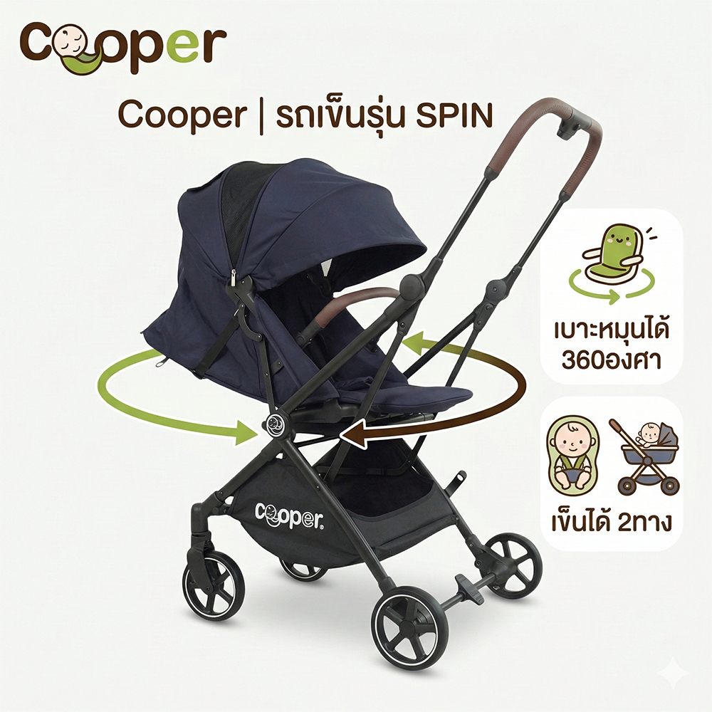 Cooper SPIN เข็น2ทาง เบาะหมุน360องศา