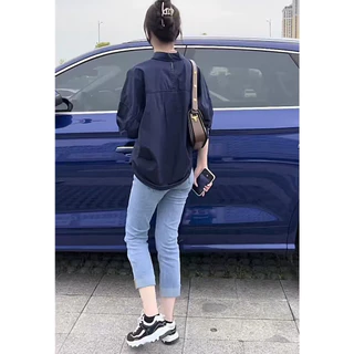 *พร้อมส่ง*เชิ้ตแขนสั้นหลวมสบายๆ คอปก เชิ้ตผู้หญิง เสื้อมินิมอล โอเวอร์ไซส์ ใส่ทำงาน รุ่นยอดฮิต#F069