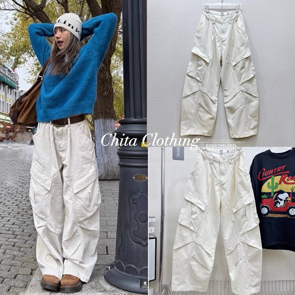 📍พร้อมส่ง📍🇰🇷FSY 61225 Army pocket pants • ทรงขายดี🔥กางเกงทรงแบ็คกี้คาร์โก้ กระเป๋าใหญ่ รุ่นนี้เก๋มาก เป็นงาน acid washed