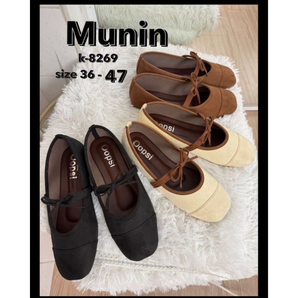 รองเท้าแมรึ่เจน Mary Jane รุ่น Munin สายคาดโบว์ k-8269(ไซซ์36-47)