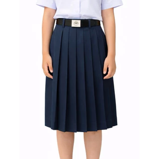 กระโปรงนักเรียน ตราสมอ ของเเท้ 100% จีบรอบตัว สีกรมเข้ม รอบเอวตั้งแต่ 22-34 นิ้ว ชุดนักเรียน