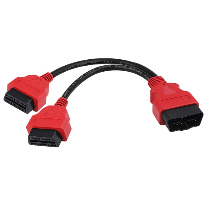 JSP  สายต่อพ่วงปลั๊ก OBD2 สายแยก สายวาย 16 Pins เข้า1ทางออก2ทาง (สีแดง)