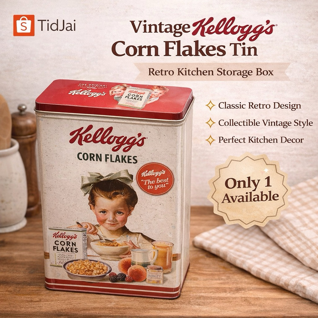 กล่องเหล็ก Kellogg’s Corn Flakes ลายวินเทจ มีทั้งหมด 4ลายค่ะ