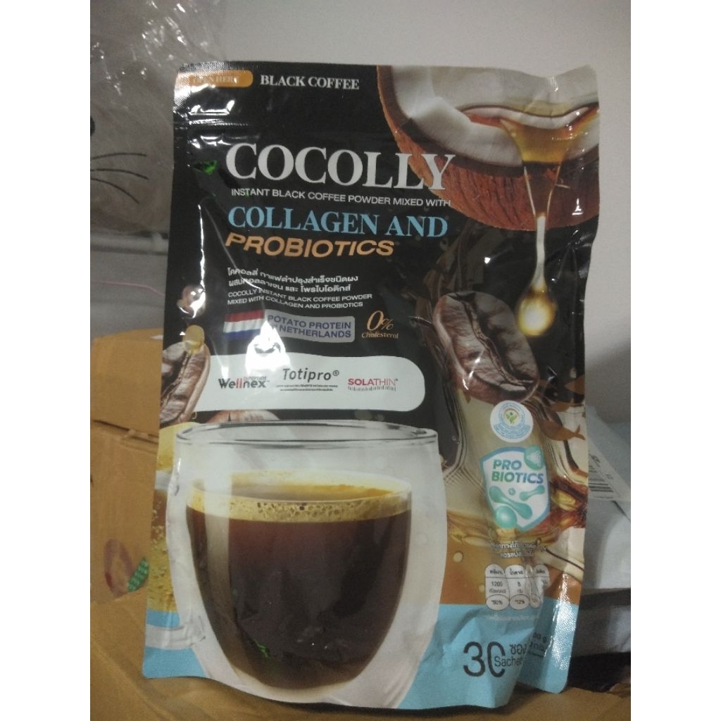 🥥🥥กาแฟดำมะพร้าว ☕☕โคคอลลี่ผสมคอลลเจน (1ห่อ30ซอง)🥥