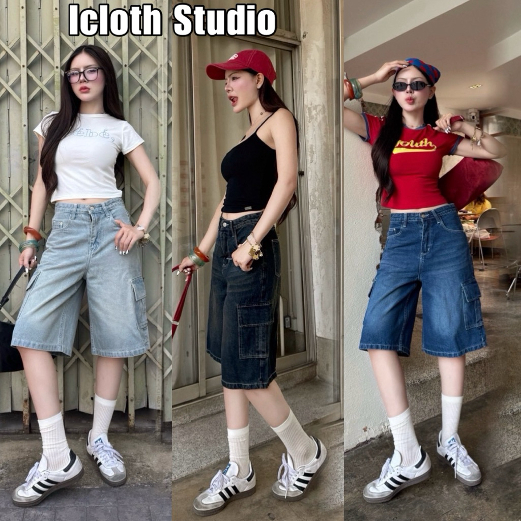 Cargo Jort Jeans กางเกงยีนส์ 5 ส่วน ทรงจอร์ท สไตล์คาร์โก้ กระเป๋าข้าง ผ้าไม่ยืด ทรงเก๋ เท่ห์มาก
