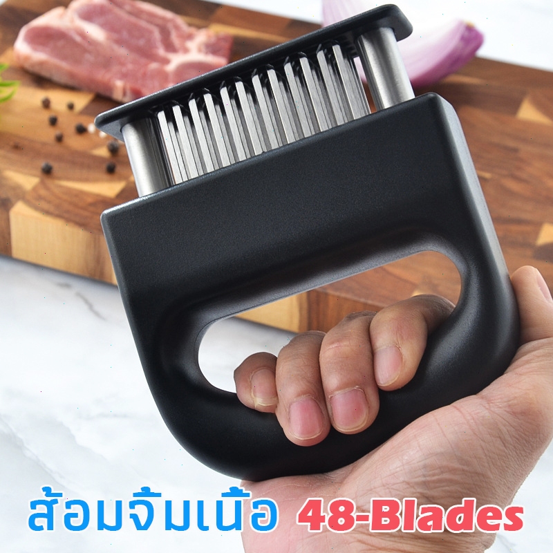 48-Blades เข็มจิ้มเนื้อ ที่ทุบเนื้อ ที่จิ้มเนื้อ ที่จิ้มหมูกรอบ อุปกรณ์ทำเนื้อนุ่ม เครื่องใช้ห้องครัวMeat Tenderizer