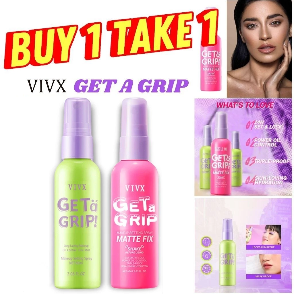 VIVX Get a Grip! Makeup Setting Spray Dewy Fix -Matte Fix-Acne Soothing สเปรย์ล็อคเมคอัพ ควบคุมความมัน ติดทนนาน 60ml