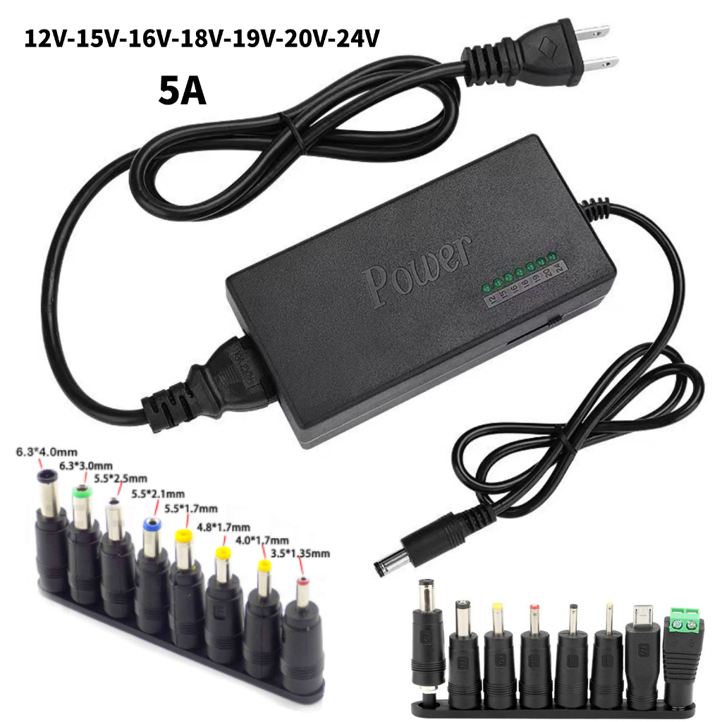 12V ~ 24V 5A 96W Power Supply Adjustable DC หม้อแปลง​ adapter 8หัว Variable Universal AC/DC Adapter